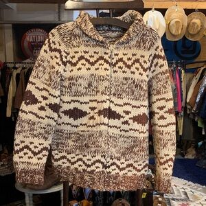 Cozy Brown Patterned Women's Cowichan Sweater-
